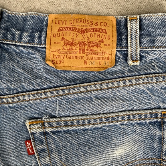 Vintage Y2K Levis 517 Jeans Mens 34x31 (Fits 32x30) Bootcut Fade Wallet Mark 90s - Picture 12 of 13